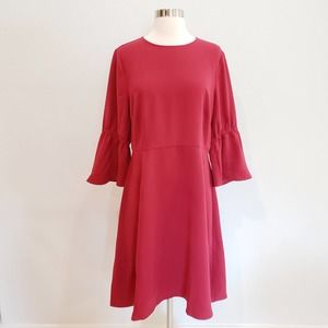 NWT J. Jill Sheath Dress Red Bell Sleeve 12 Petite